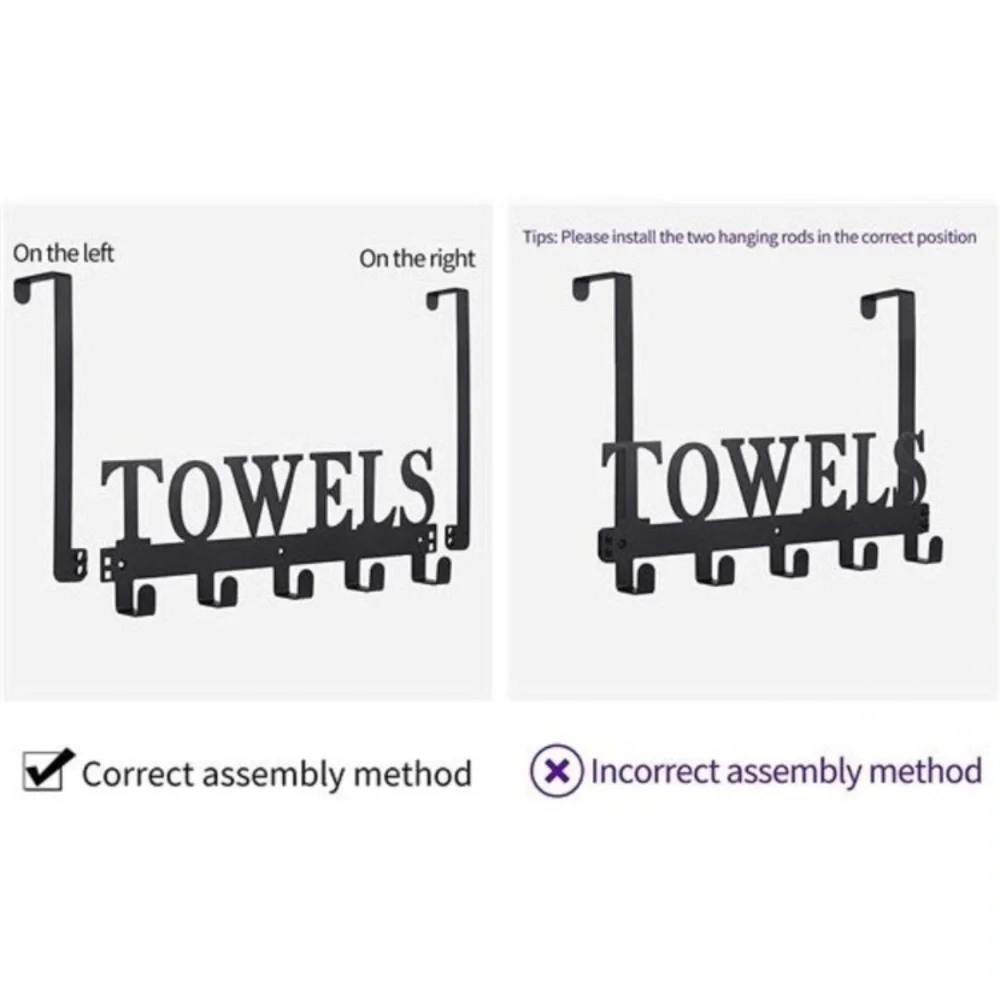 Over The Door Hooks, Towel Holder for Bathroom Door Mount Towel Rack Towel Hook